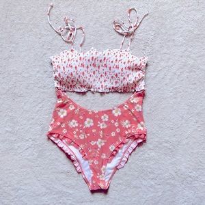 Large Shein Floral Open Cut One Piece